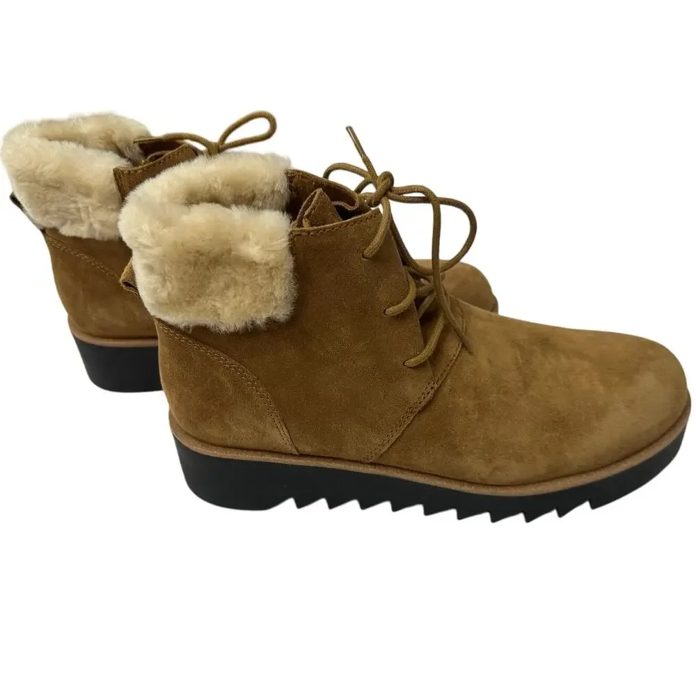 Eileen Fisher Wedge Bootie Kenille Sport Brown Suede New